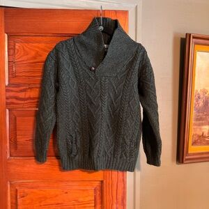 100% Merino Wool Green Cable Sweater